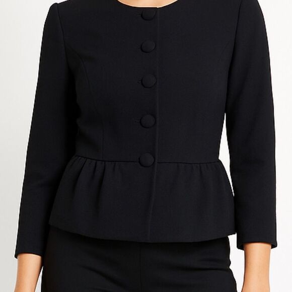 ModCloth Blazer Womens Size XS Black Peplum Crop Short Ruffle NWOT - Picture 2 of 11